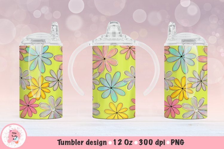 12oz Kids Skinny Tumbler | Sublimation Tumbler Flowers