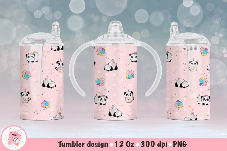 12oz Kids Skinny Tumbler | Sublimation Tumbler Pandas