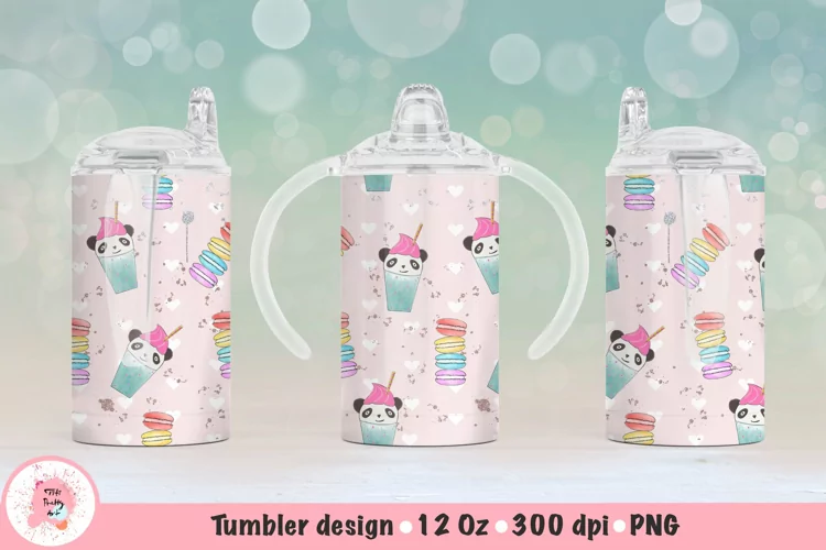 12oz Kids Skinny Tumbler | Sublimation Tumbler Pandas