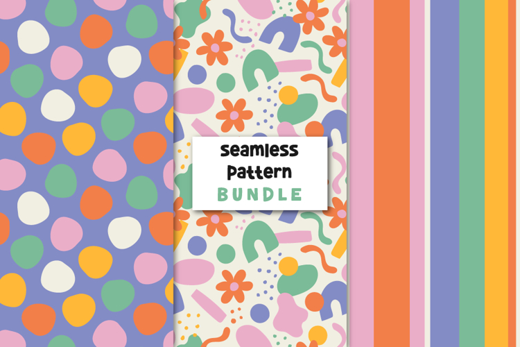 Abstract Pattern Bundle, Retro Backgrounds, Floral Abstract