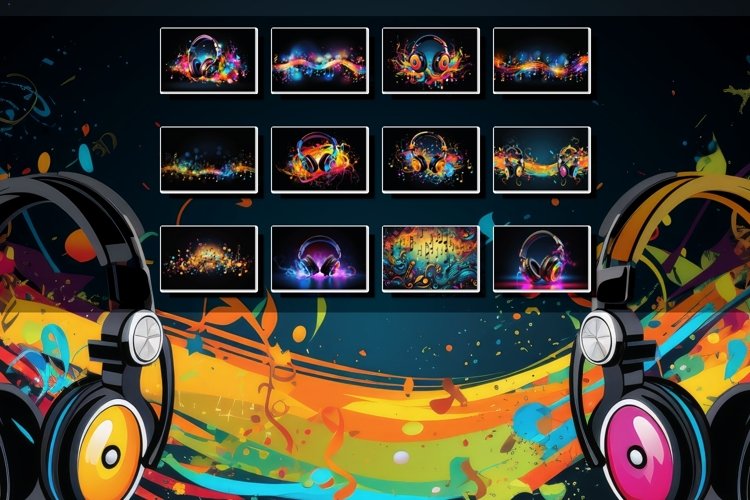 12x different colorful modern music backgrounds