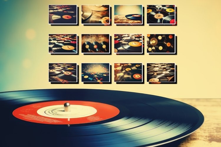 12x different vintage vinyl music backgrounds