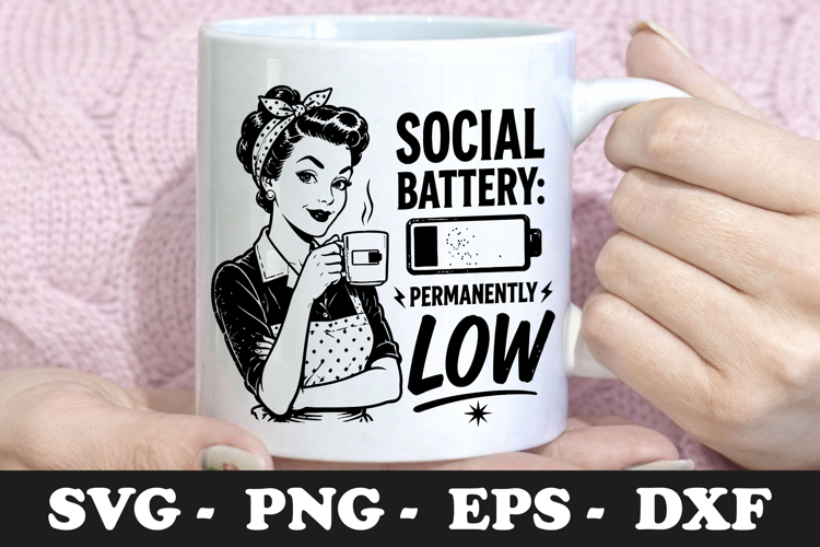 Social Battery Permanently Low Introvert Funny SVG Design