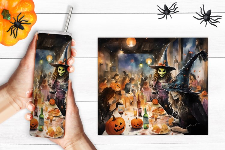 Tumbler wrap sublimation Halloween | Adult halloween party example image 1