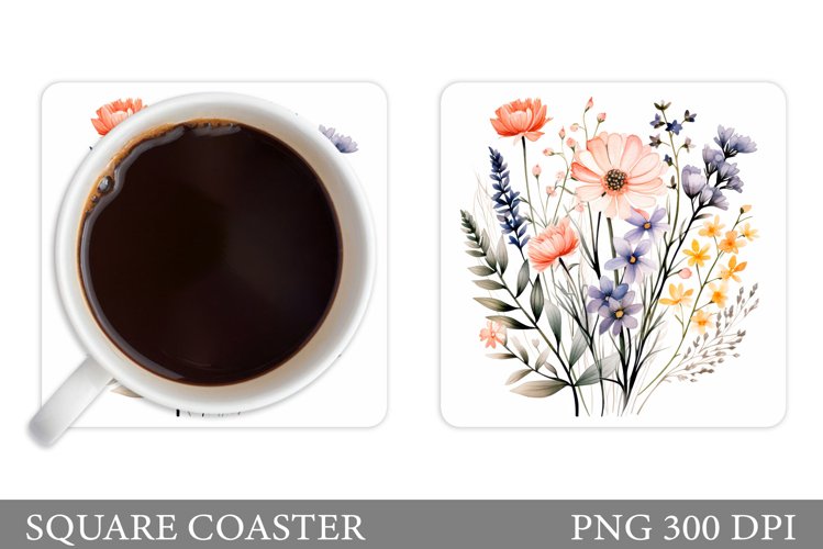 Wildflowers Coaster Design. Flowers Coaster Sublimation example image 1