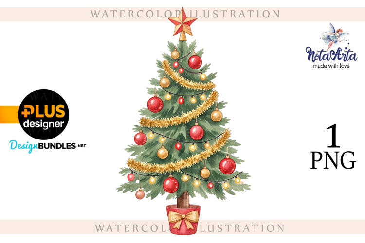 Watercolor Christmas Tree, Christmas tree, Happy Christmas