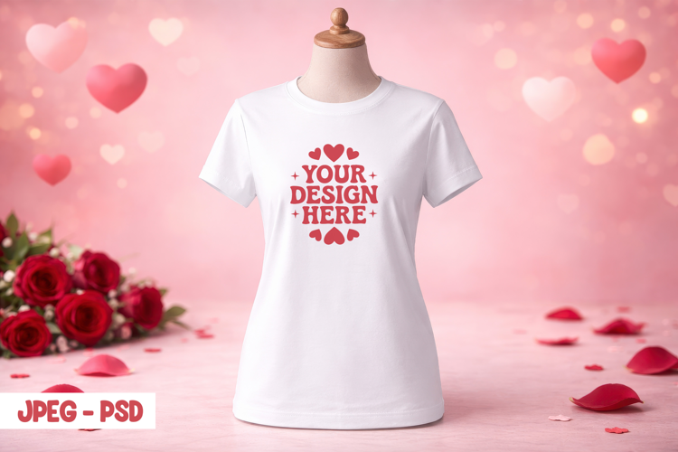 Valentine T Shirt Mannequin PSD JPEG Mockup