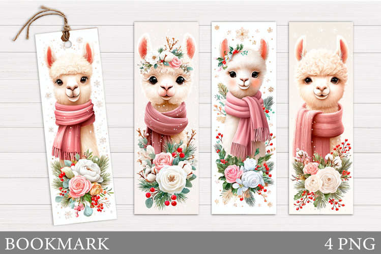 Christmas Lama Bookmark. Christmas Bookmark Sublimation