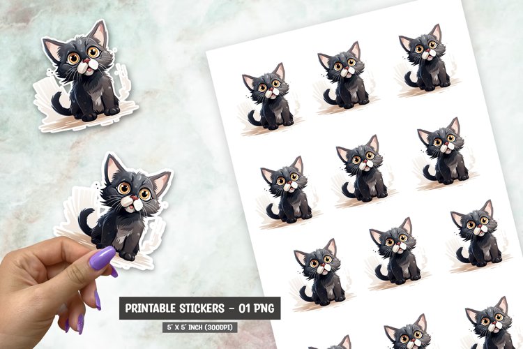 Cute cat sticker, funny cat sticker png