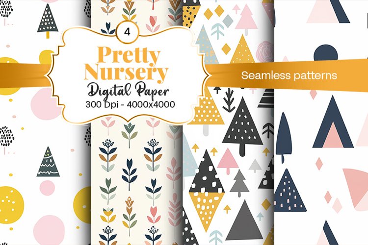 Nursery Seamless patterns and Seamless backgrounds