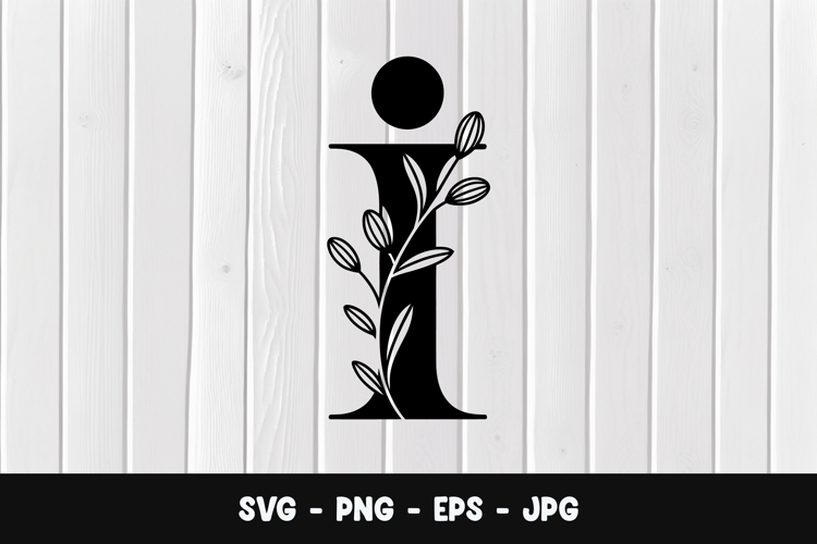 Botanical Letter I Monogram SVG, PNG