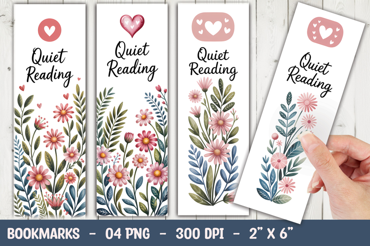 Quiet Reading Floral Bookmark Sublimation