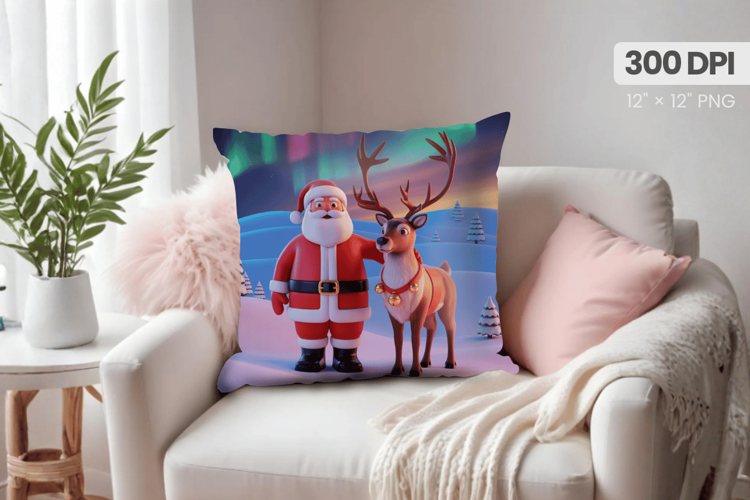 Winter Christmas Wonderland PNG Pillow, Winter Pillow Design