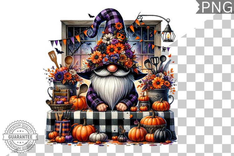 Halloween Kitchen Gnome Sublimation - Clipart PNG Design example image 1