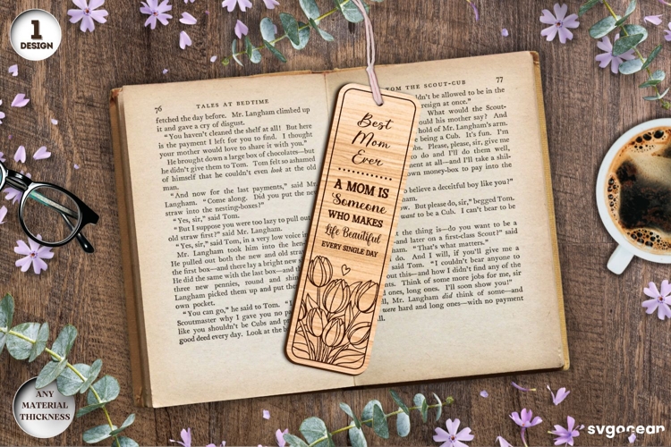 Mother's Day Bookmark Laser Cut | Glowforge | SVG example image 1
