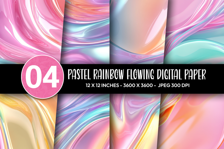 Pastel Rainbow Flowing Digital Paper