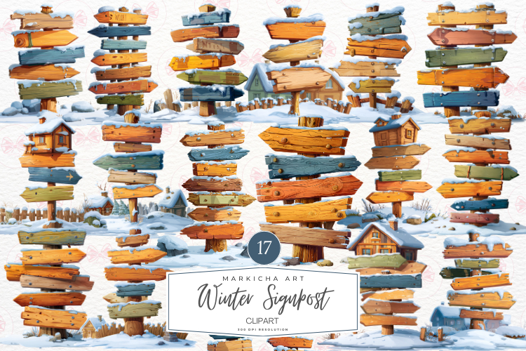 Winter Signpost Clipart 17 Png Bundle