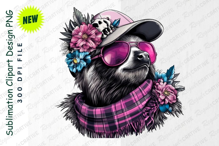 Cool Sloth With Hat And Sunglasses Clipart