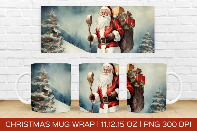 Christmas Santa Klaus Mug Wrap|Christmas Sublimation Design