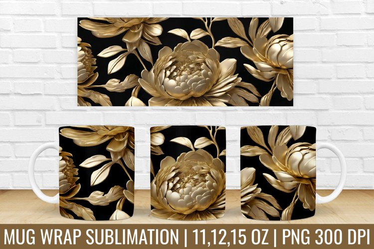 3D Mug Wrap | 3D Flower Mug Sublimation Design