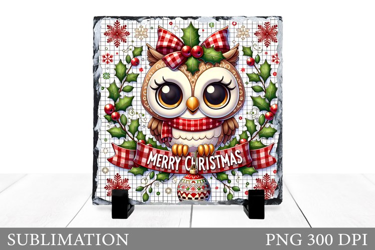 Christmas Owl Sublimation. Christmas Owl Slate Design example image 1