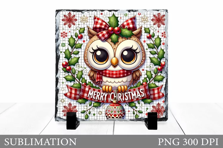 Christmas Owl Sublimation. Christmas Owl Slate Design