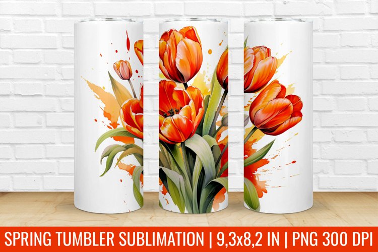 Spring Flower Tumbler Wrap | Tumbler Sublimation Design example image 1