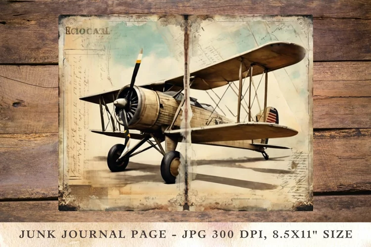 Printable Junk Journal Pages plane 2