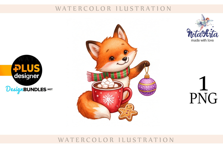 Illustration of a cute Christmas fox