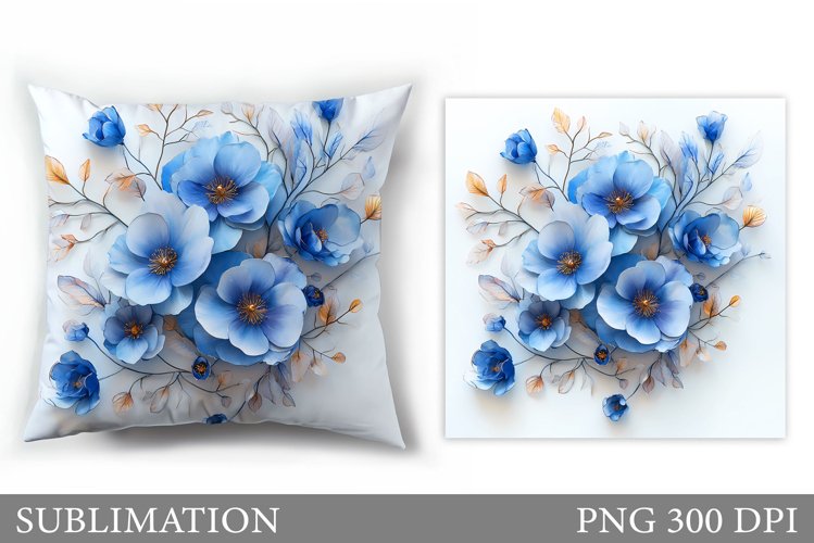 3D Flowers Pillow Design. Flowers Sublimation example image 1