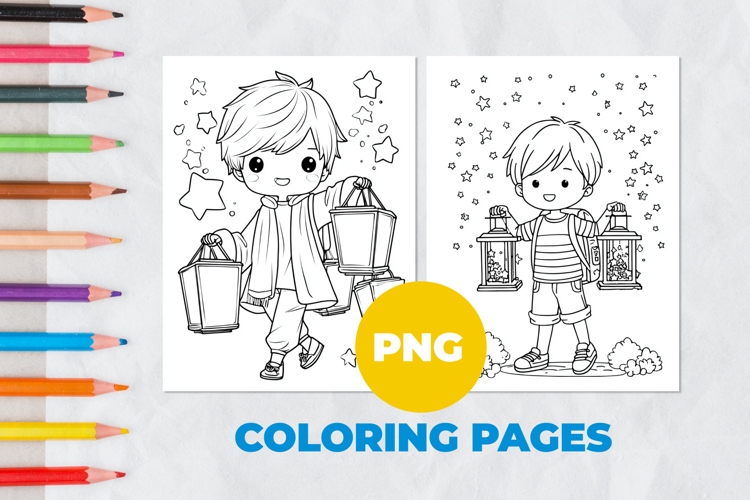 Cute boy with a flashlight Coloring Pages | Coloring book