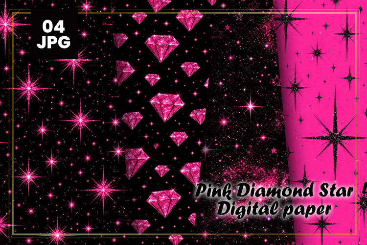 Pink Diamond Star Digital Paper