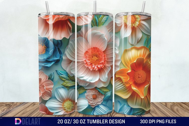 3D Painted Flower Tumbler Wrap example image 1