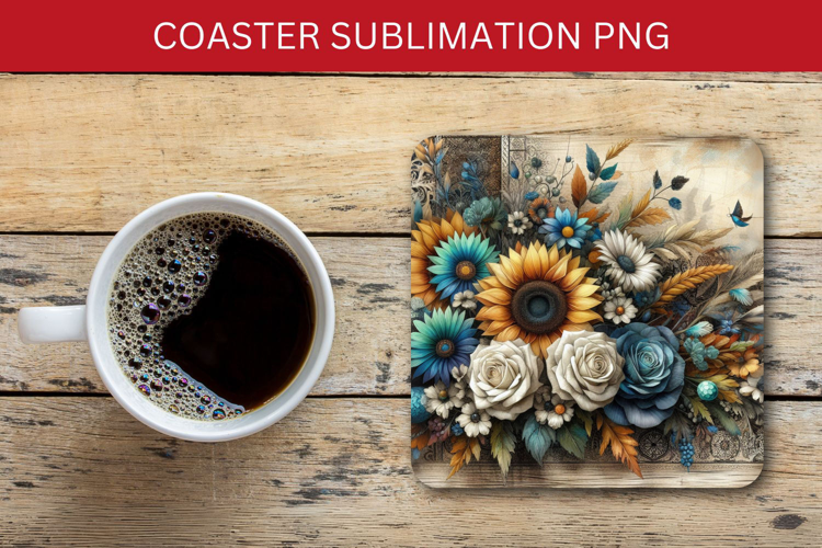 square coaster - sunflowers