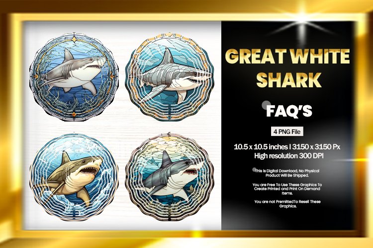 Great White Shark Wind Spinner Sublimation - 04 Variations