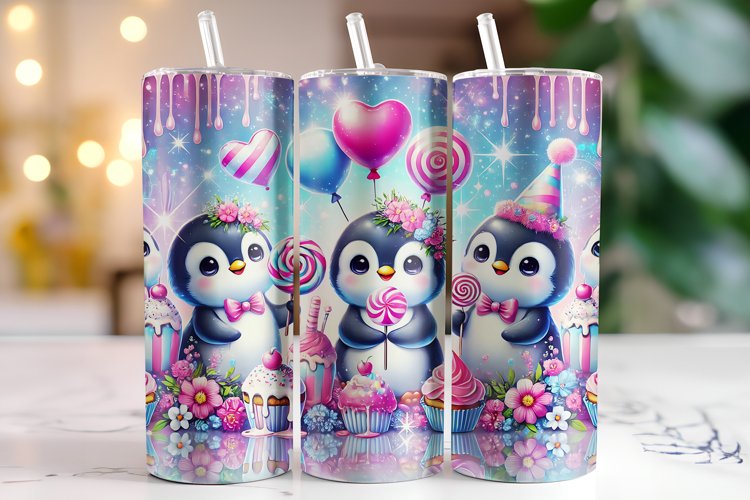 Penguin Valentines Day Tumbler Wrap Sublimation
