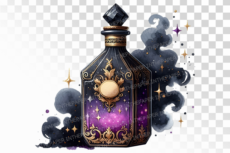 Gothic Ornate Perfume Bottle Galaxy Effect Halloween PNG