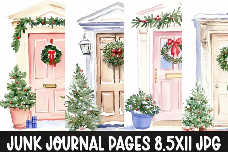4 Christmas Digital Papers I Christmas Junk Journal Pages
