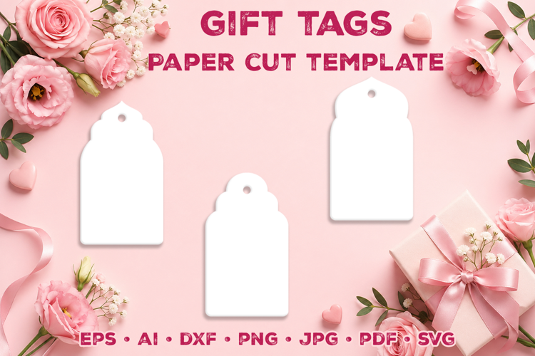 Paper Cut Tags Template. Gift Tags SIlhouette. Sale Tags SVG