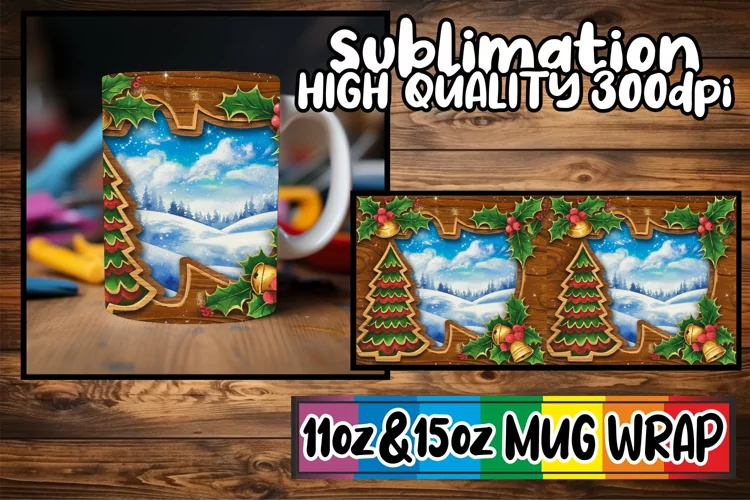 Breathtaking style sublimation 11oz 15oz mug wrap, Christmas