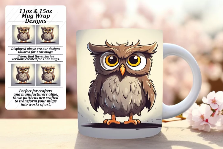 Majestic Forest Owl Sublimation Design, Fits 11oz/15oz Mugs