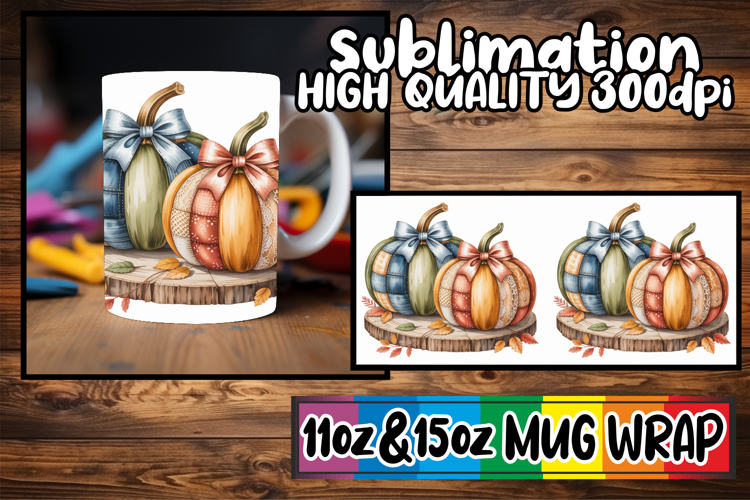 Gentle smiles 11oz 15oz sublimation wrap, Pumpkin Watercolor