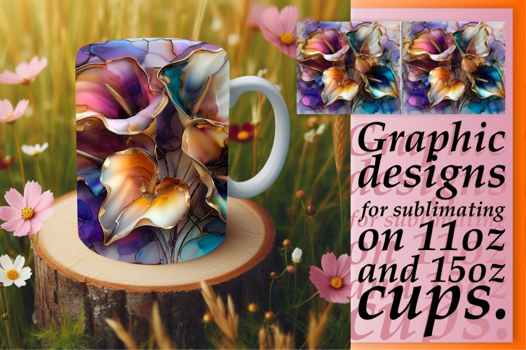 Blossom Bliss Mug Wrap: 3D Sublimation Design