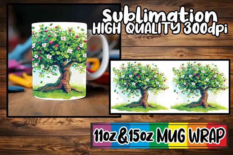 Vibrant Spring Tree Designs on Mugs