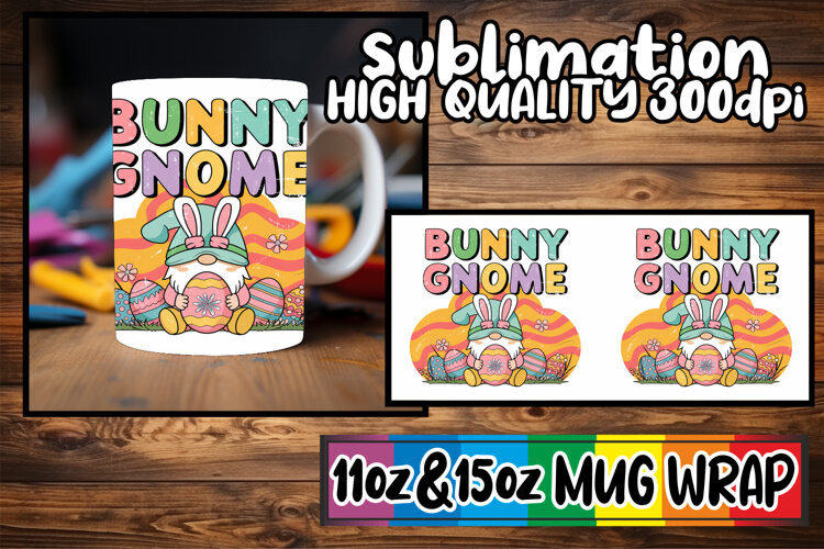 Joyful heart sublimation mug wrap, Easter Gnome example image 1