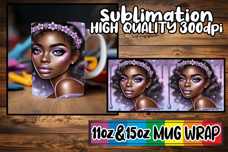 Radiant love 11oz 15oz sublimation wrap, Afro Girl