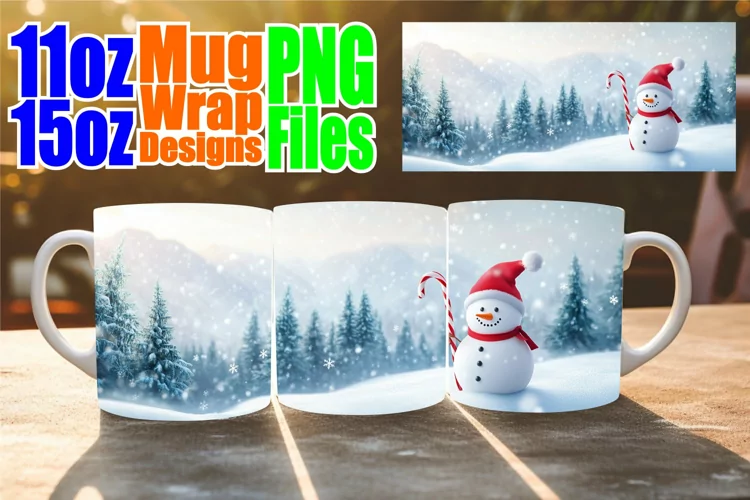 Joyful heart sublimation mug wrap, Winter
