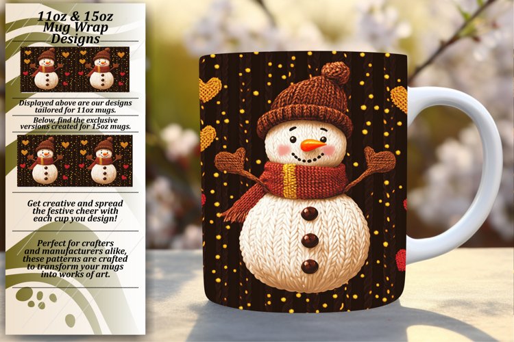 Chic 15oz Mug Wrap Png Template , Snowman