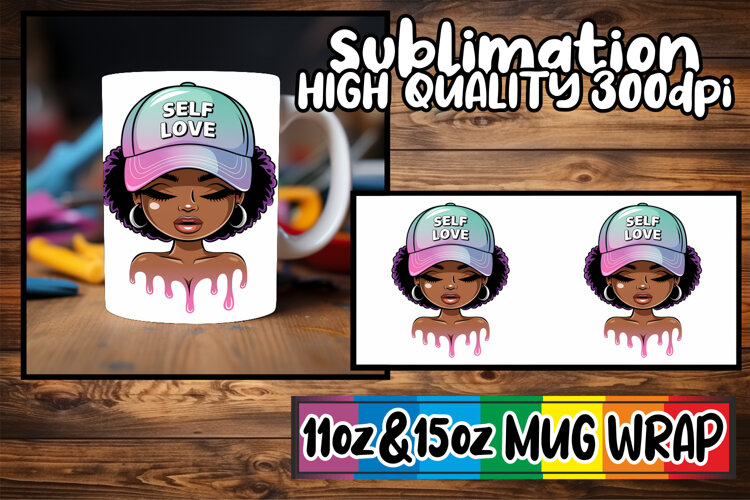 Luminous thoughts 11oz 15oz sublimation wrap, Black Woman example image 1