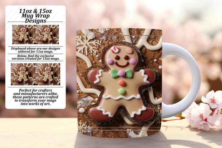Whimsical 15oz Mug Wrap Png Template , 3D Xmas